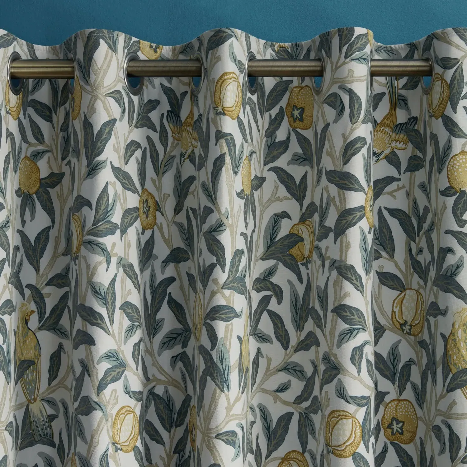 William Morris Bird & Pomegranate Blackout Eyelet Curtains - Blue, Cotton by Julian Charles, alternate view