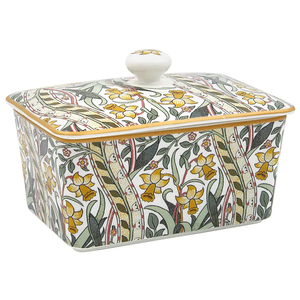 William Morris Daffodil Butter Dish - Fine China by Julian Charles