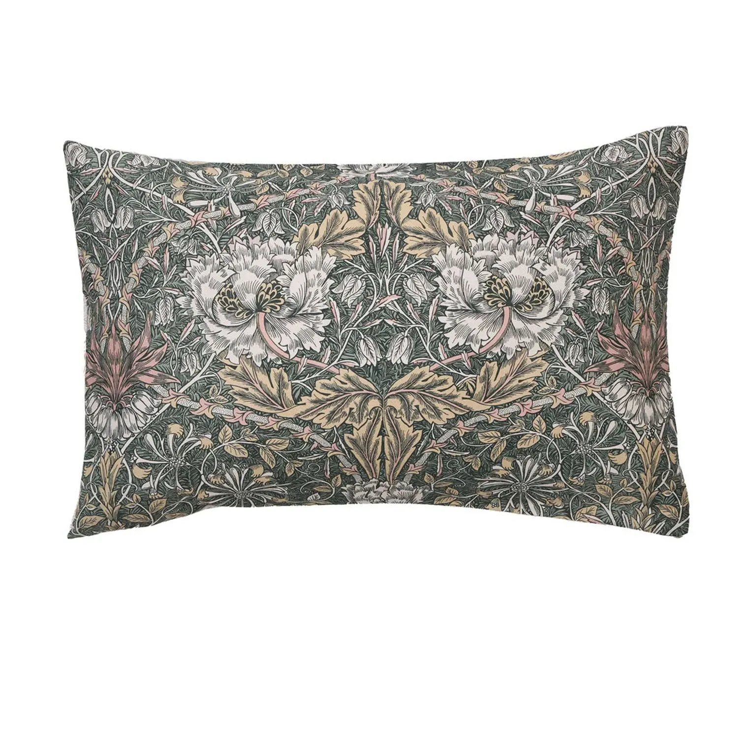 William Morris Honeysuckle & Tulip Pillowcase Pair - Sage Green, Cotton Sateen by Julian Charles