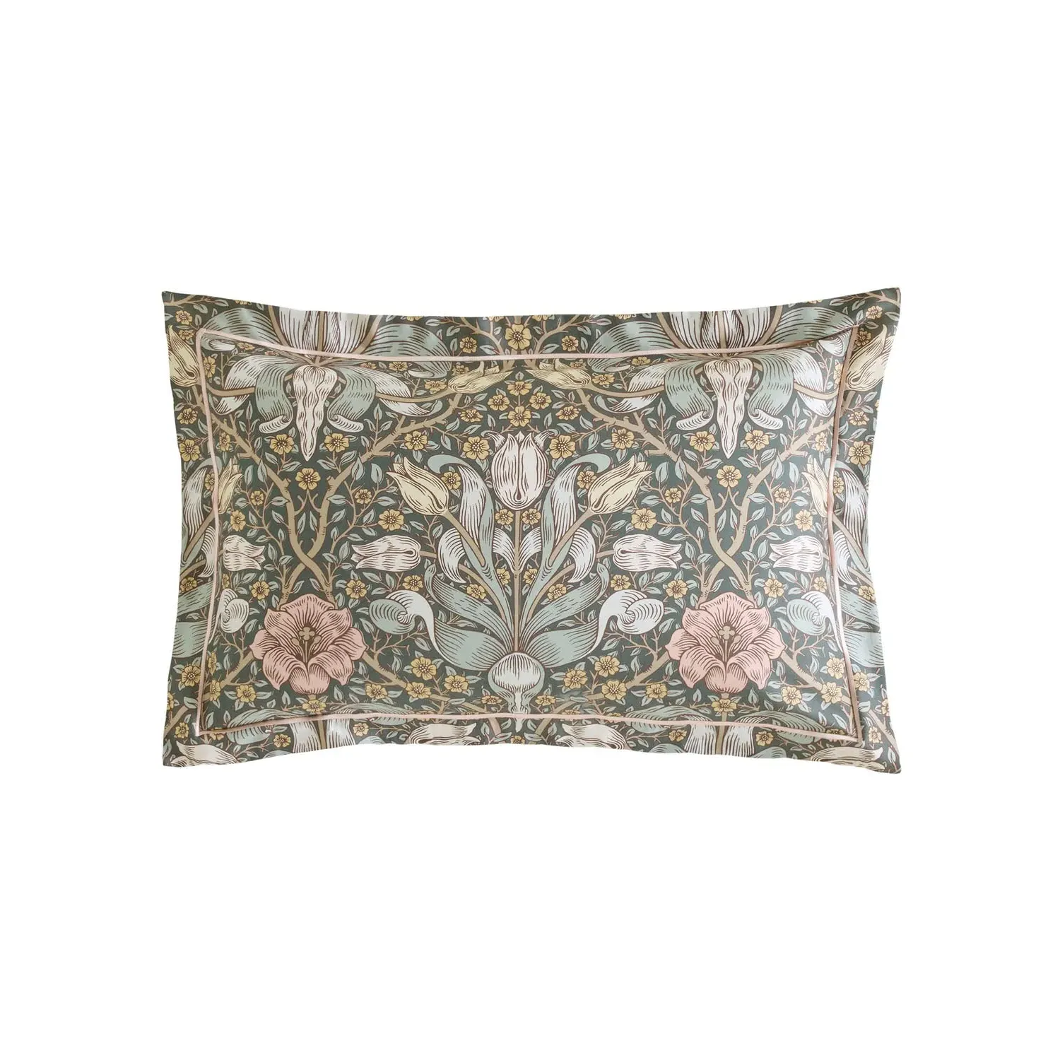 William Morris Spring Thicket Mineral Oxford Pillowcase Pair - Green, Cotton Sateen by Julian Charles