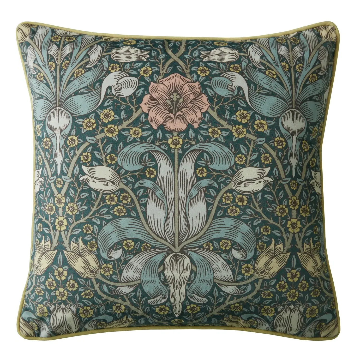 William Morris Spring Thicket Velvet Cushion - Green by Julian Charles