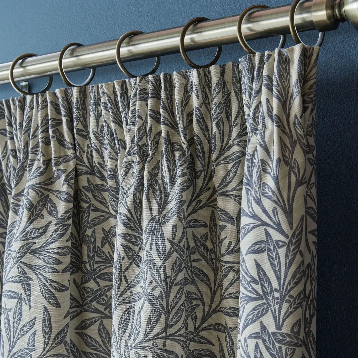 William Morris Willow Pencil Pleat Curtains - Blue, Cotton by Julian Charles, alternate view