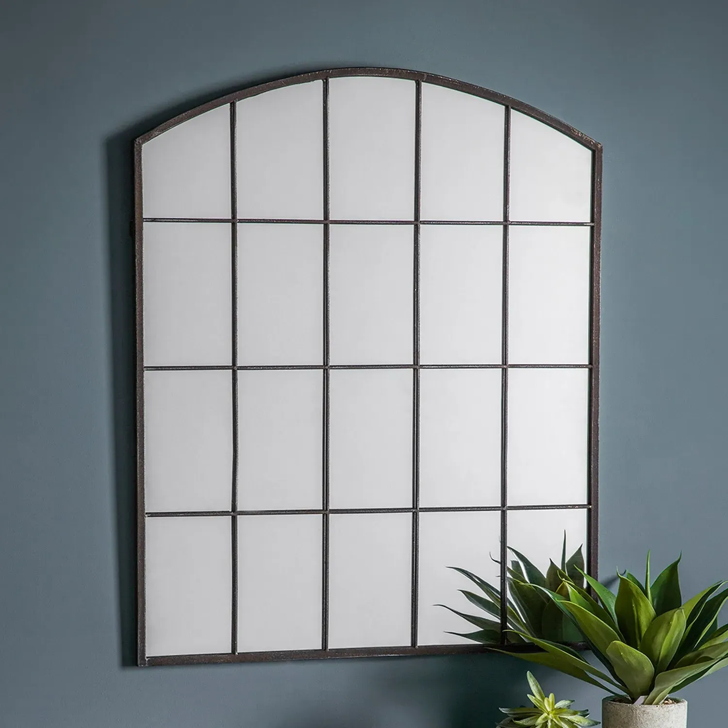 Window Wall Mirror - Black, Metal