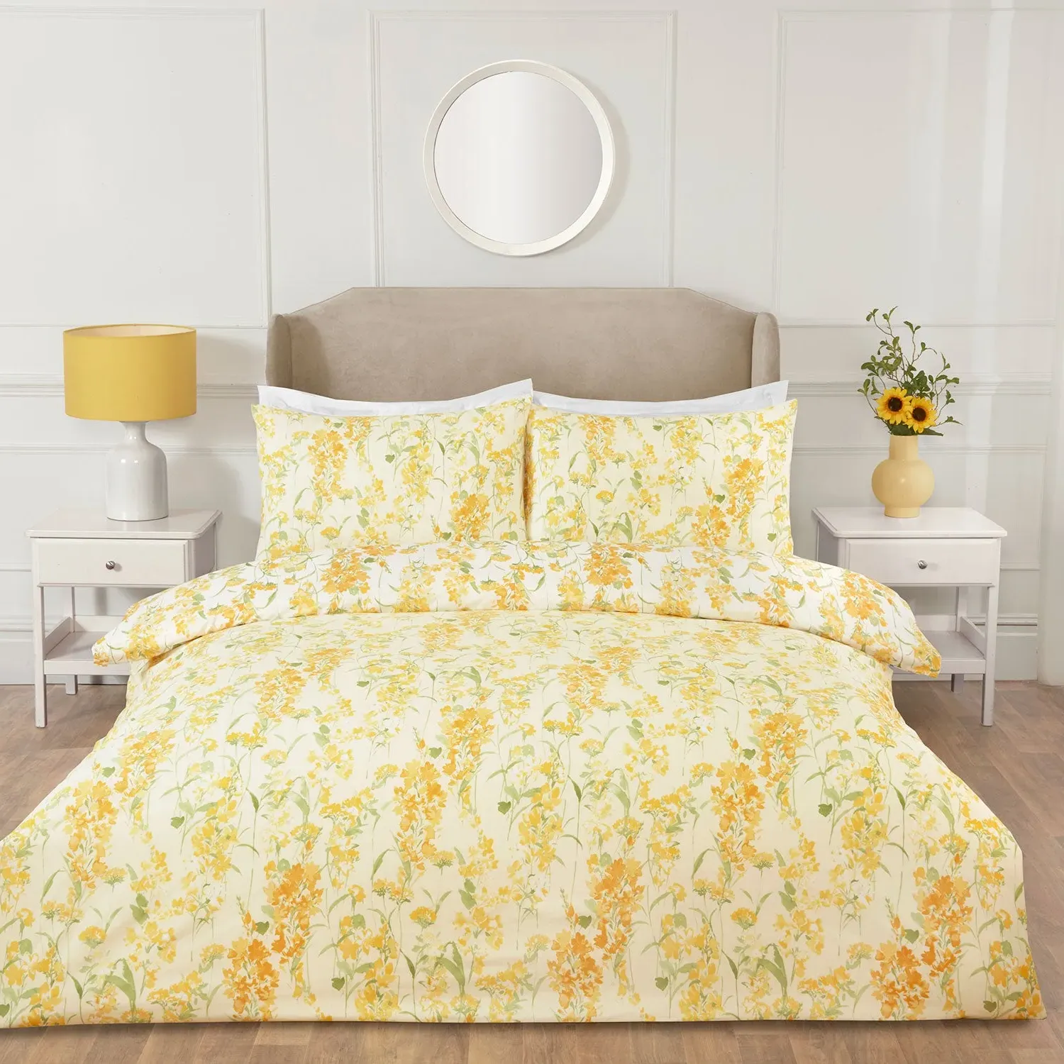 Wisteria Floral Single Duvet Set Reversible - Yellow product
