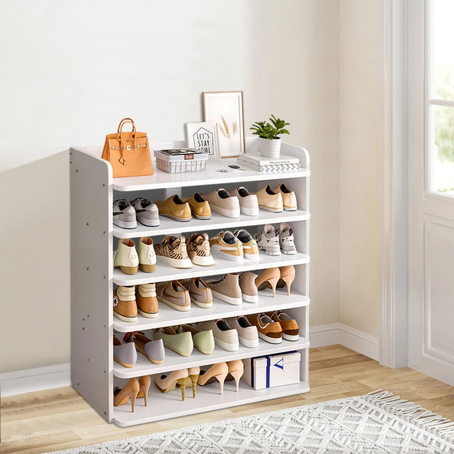 Wooden 6-Tier Shoe Rack - White by Julian Charles, image 2
