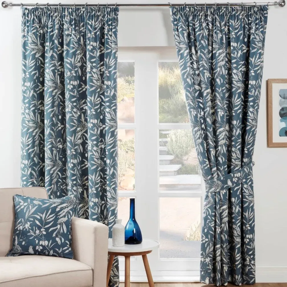 Woodland Tie Backs with Bird Print - Blue image
