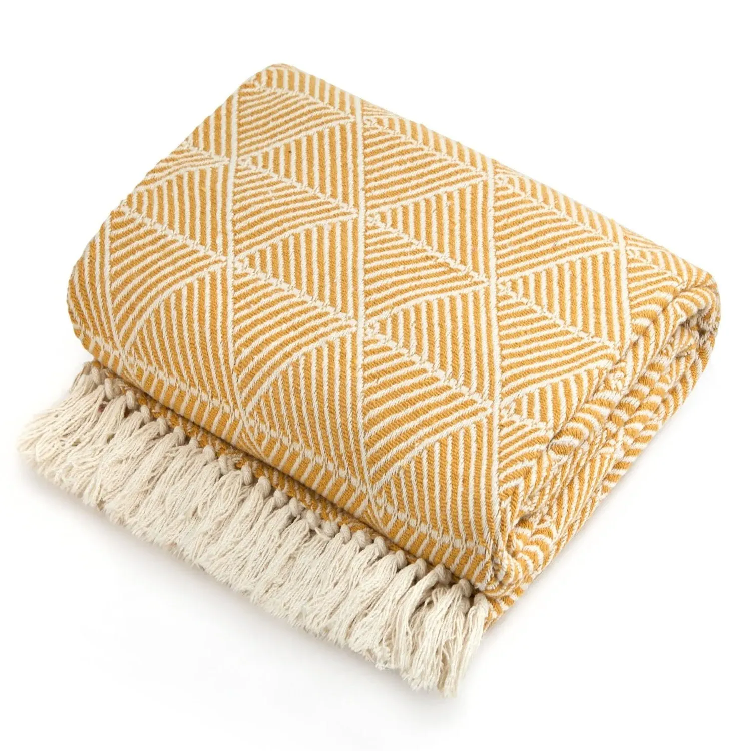 Zahra Woven Recycled Cotton Throw - Ochre product