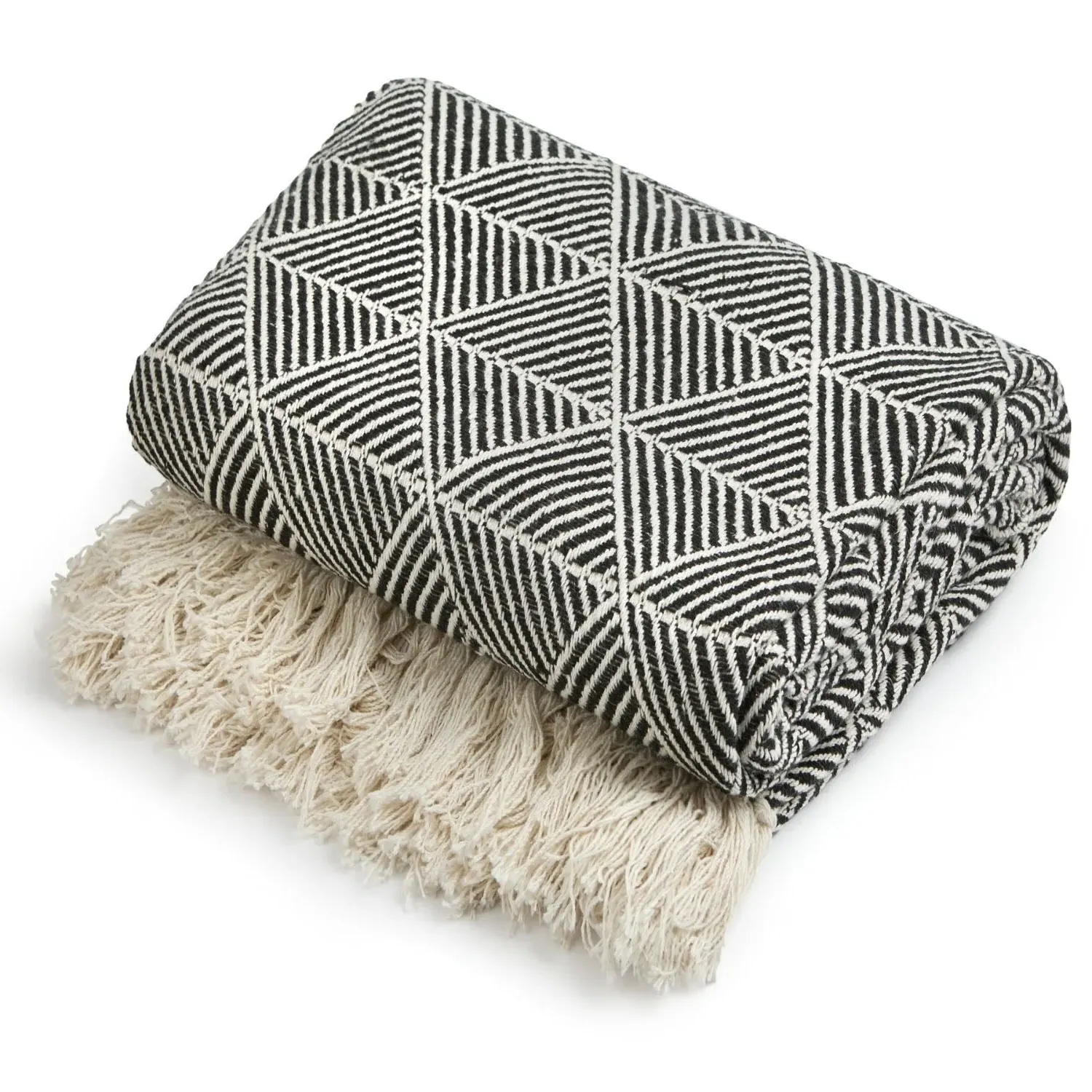 Zahra Woven Throw - Black, Recycled Cotton product