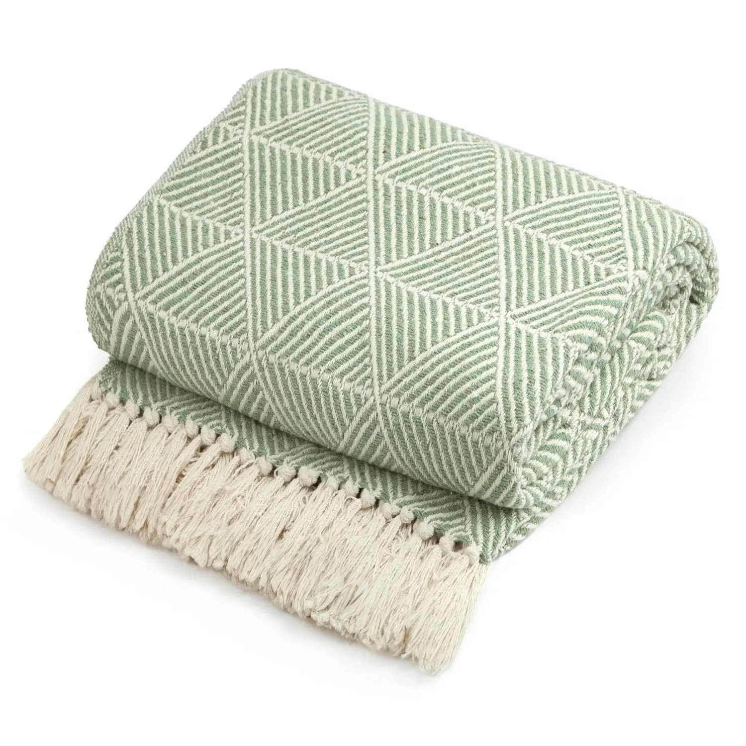 Zahra Woven Throw - Pistachio Green, Recycled Cotton product