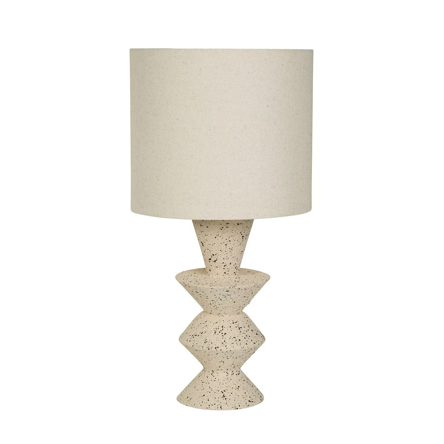 Zigzag Ceramic Table Lamp - Cream, Linen