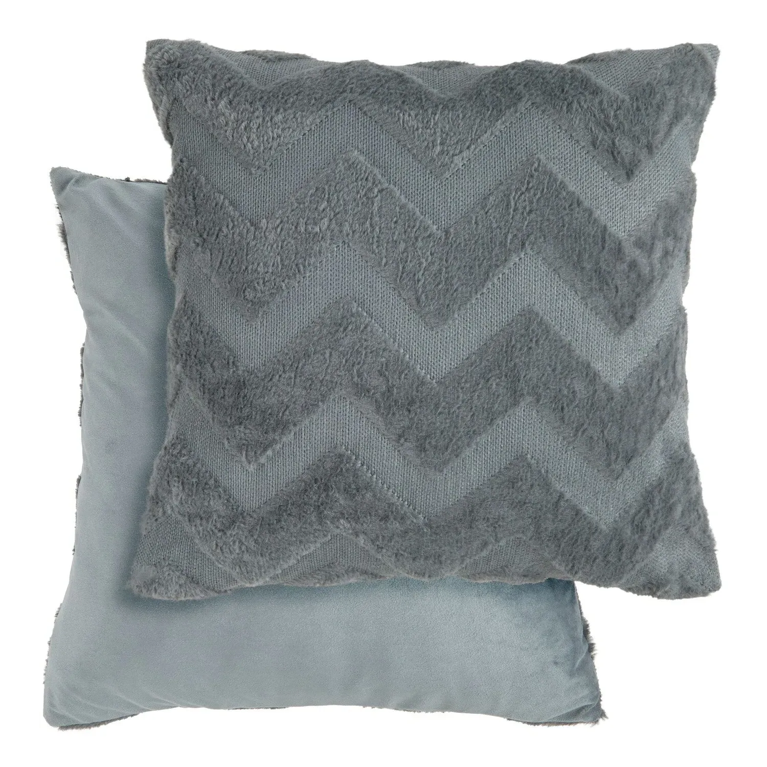 Zigzag Cushion Covers Pair - Charcoal Grey, Polyester