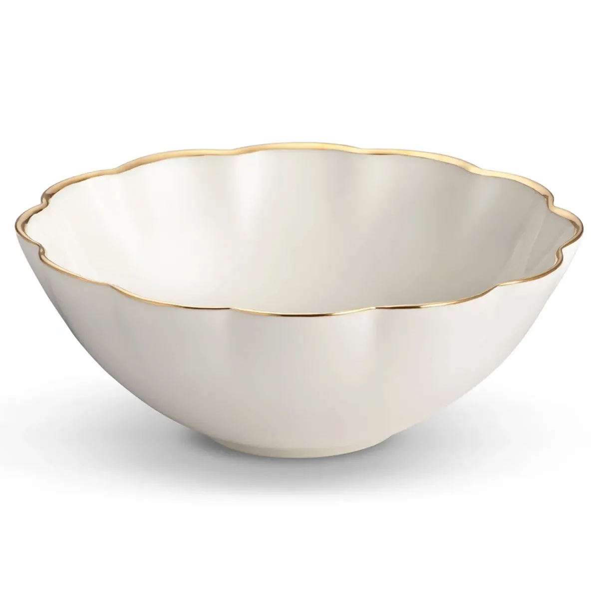 AERIN Scalloped Nesting Serving Dish Set of 3 - White, Ceramic