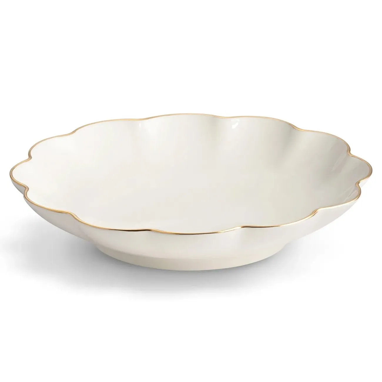 AERIN Scalloped Nesting Serving Dish Set of 3 - White, Ceramic