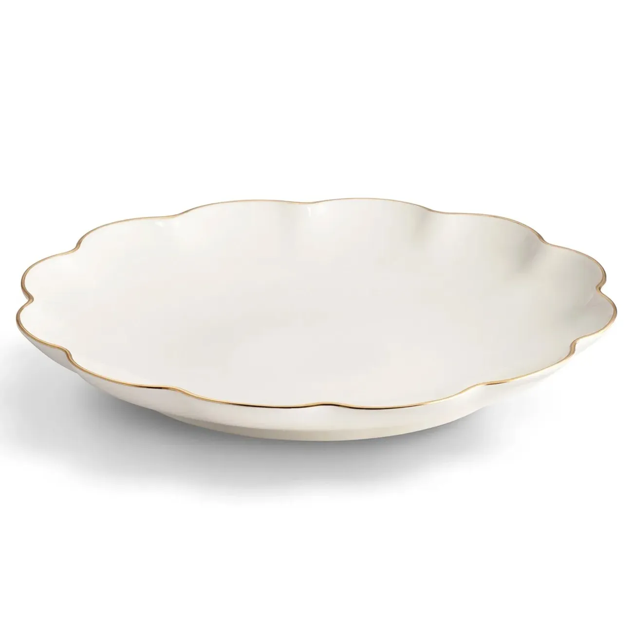 AERIN Scalloped Nesting Serving Dish Set of 3 - White, Ceramic