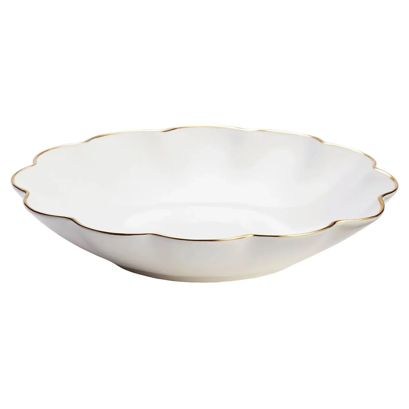 Coastal Beach Scalloped Appetizer Plate Set of 4 - White, Bone China