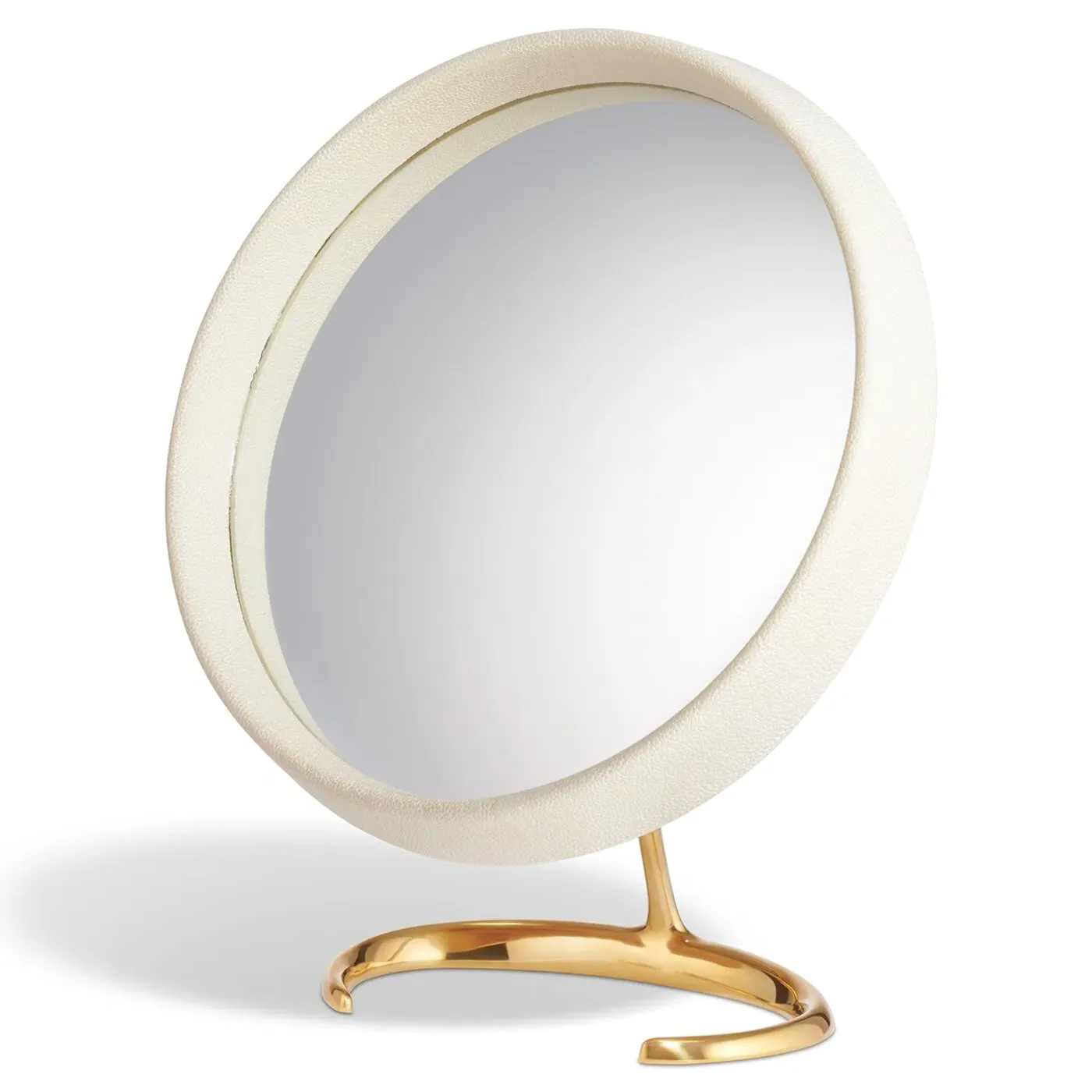 Embossed Shagreen Vanity Mirror - Cream