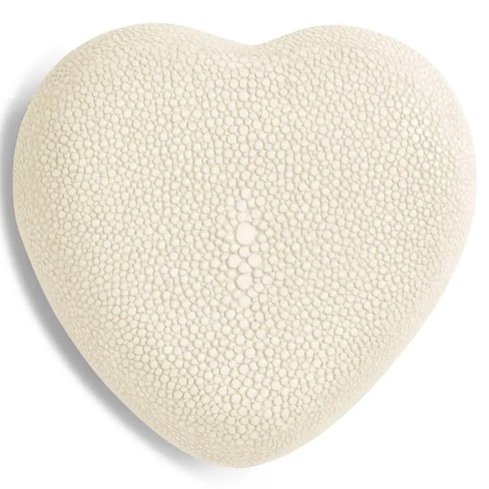 Heart Embossed Shagreen Decorative Box - Cream