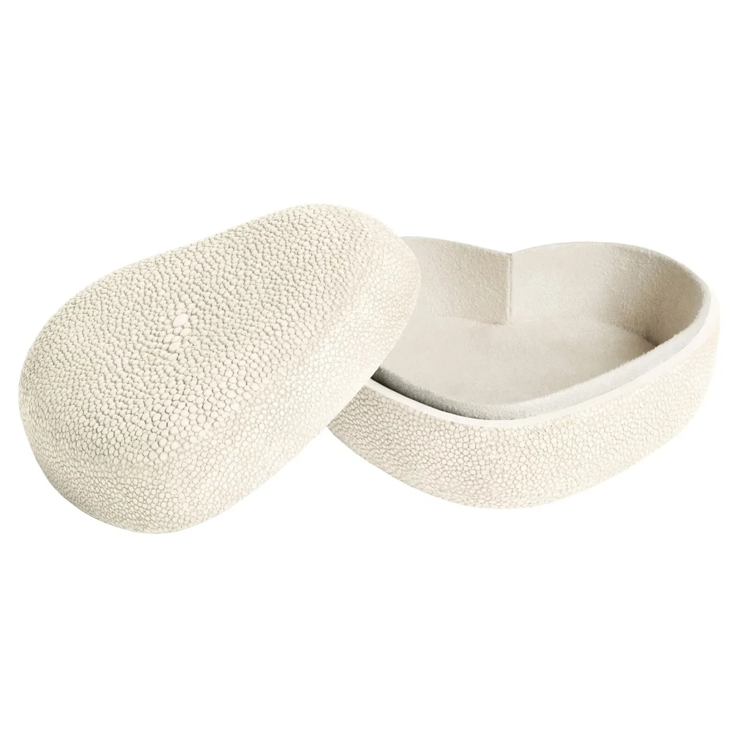 Heart Embossed Shagreen Decorative Box - Cream image