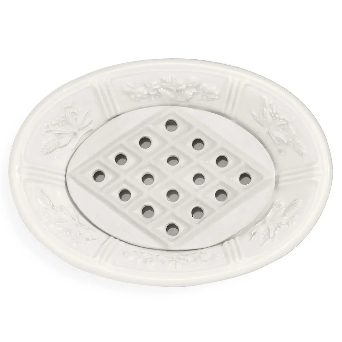 Josepha Floral Soap Dish - White, Ceramic