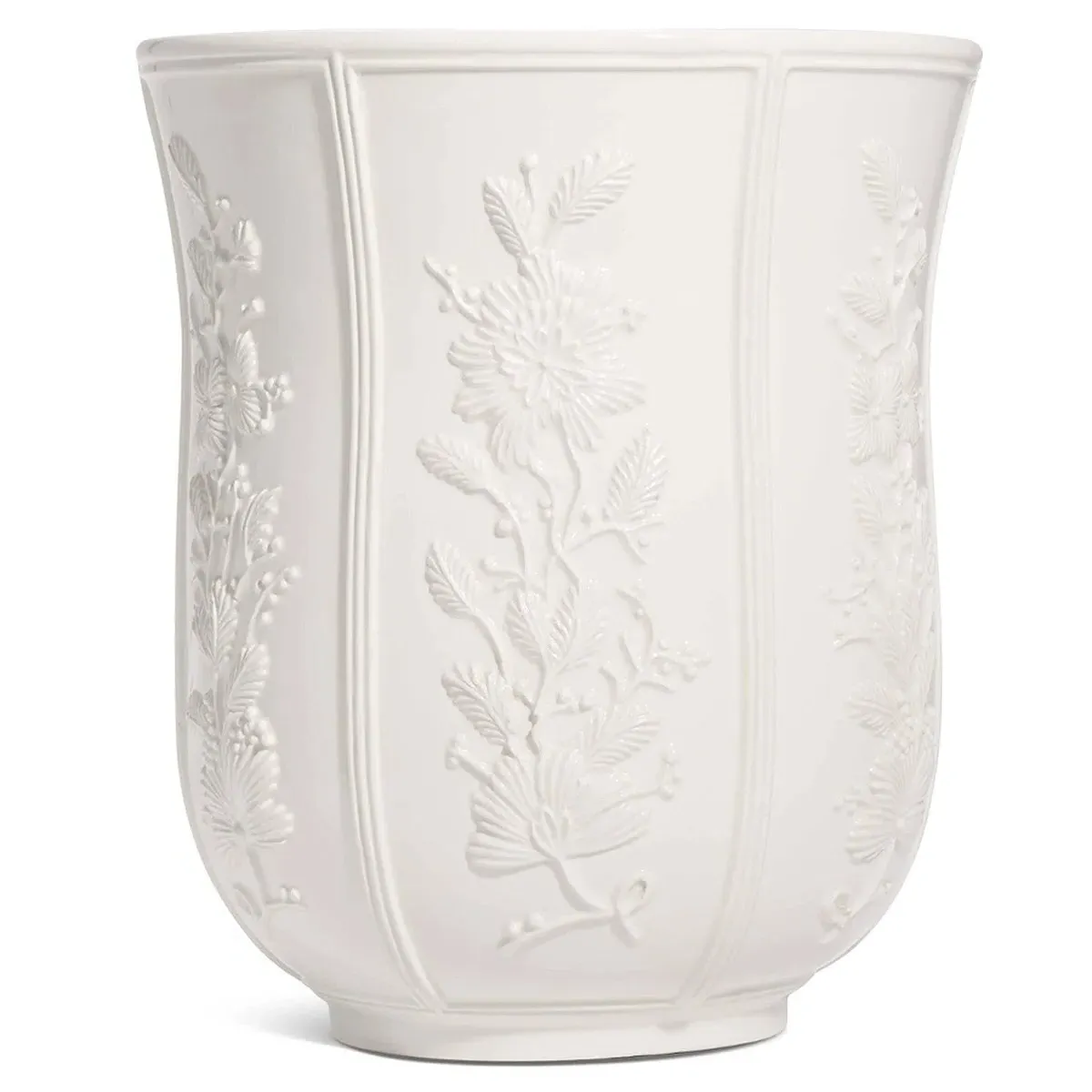 Josepha Floral Waste Basket - White, Ceramic