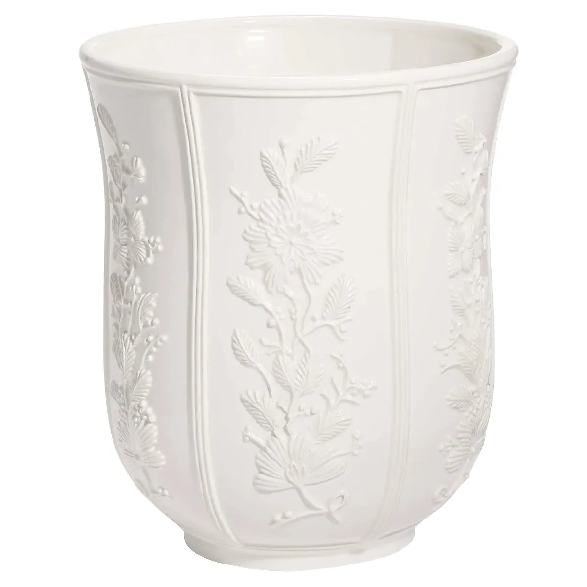 Josepha Floral Waste Basket - White, Ceramic