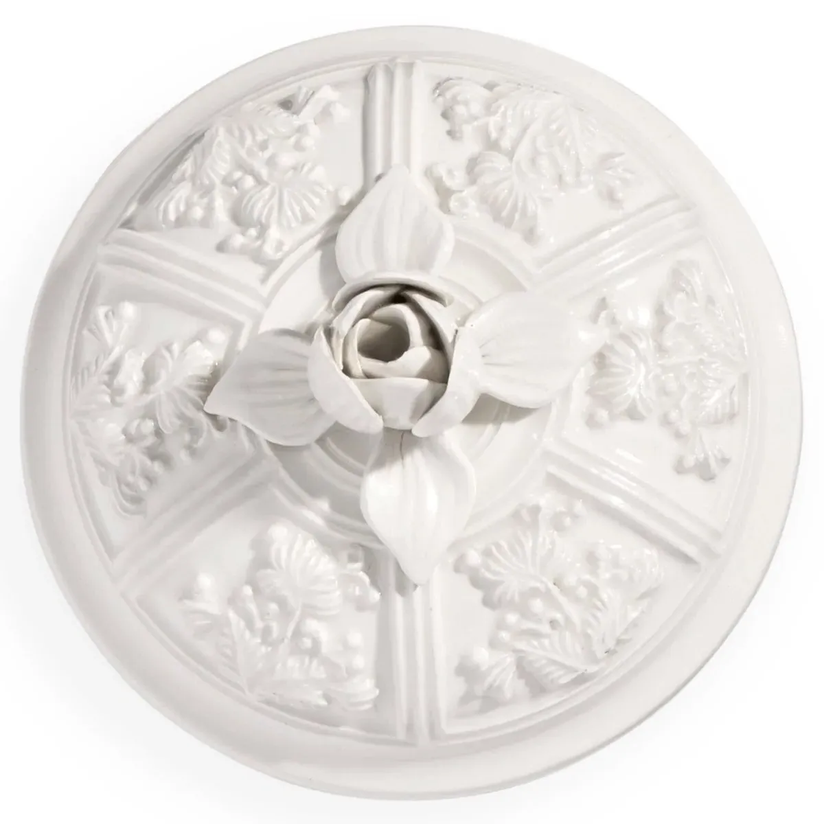 Josepha Large Floral Canister - White, Ceramic