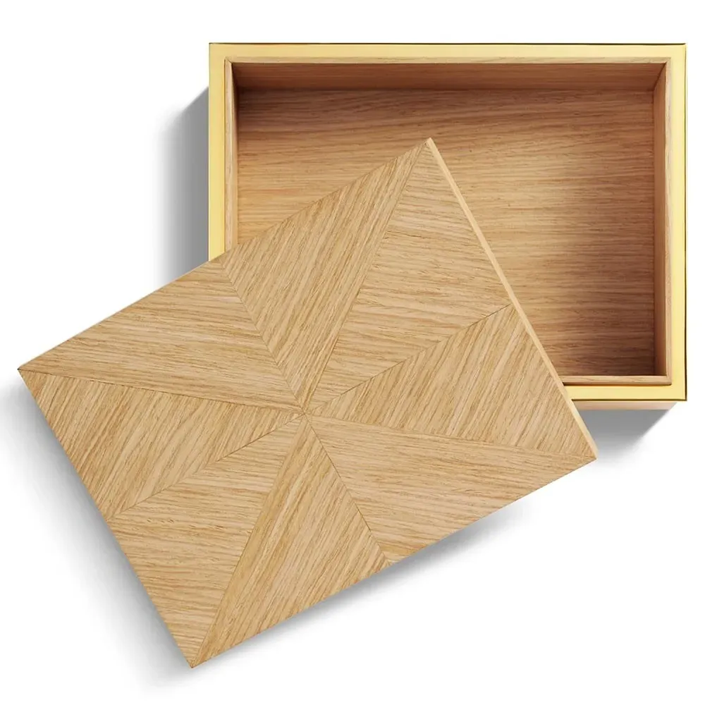 Marcello Large Rectangular Decorative Box - Brown, Oak