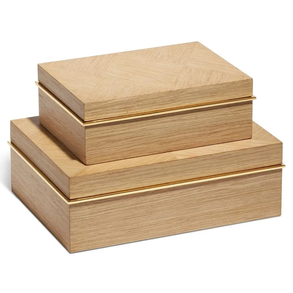 Marcello Small Rectangular Decorative Box - Brown, Oak