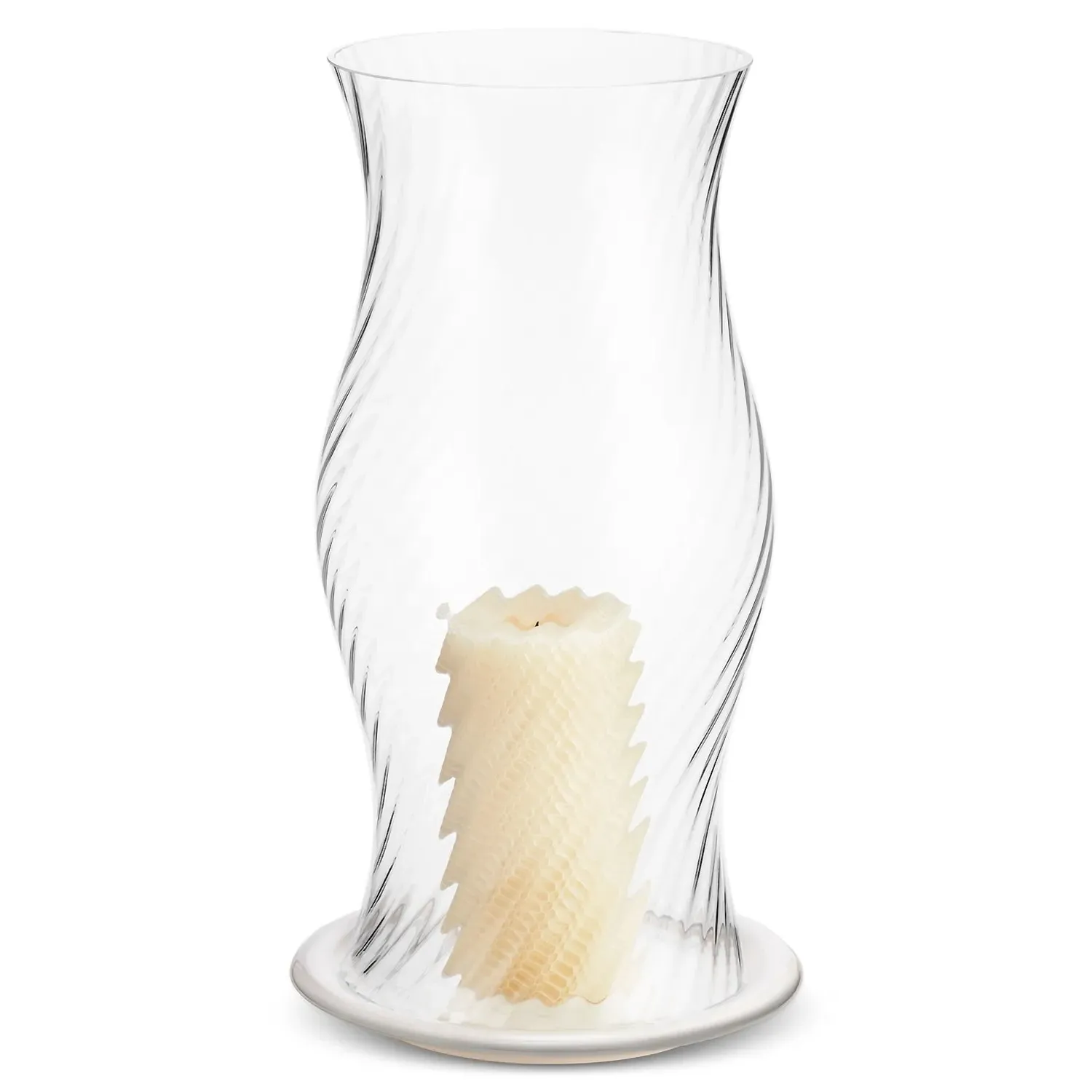 Milla Large Hurricane Fluted Candleholder - Clear, Glass
