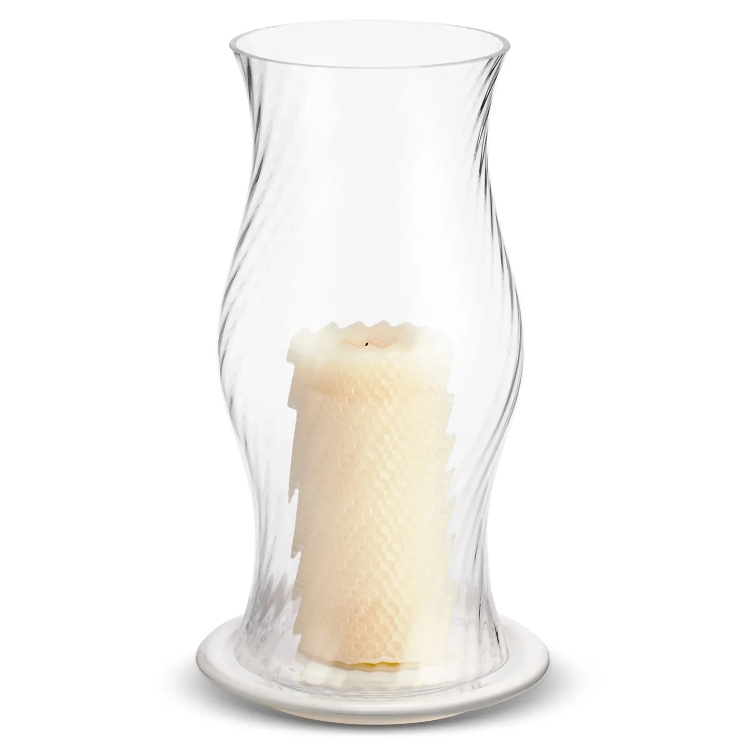 Milla Small Hurricane Fluted Candleholder - Clear, Glass