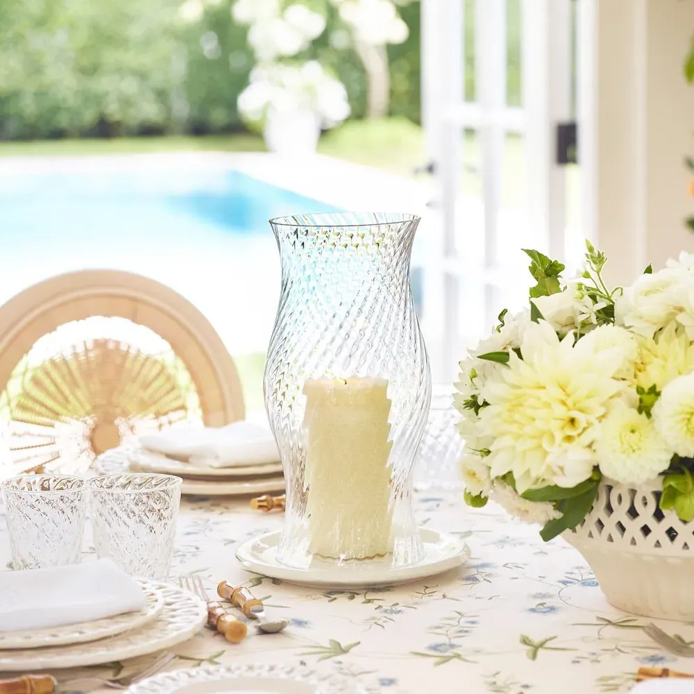 Milla Small Hurricane Fluted Candleholder - Clear, Glass