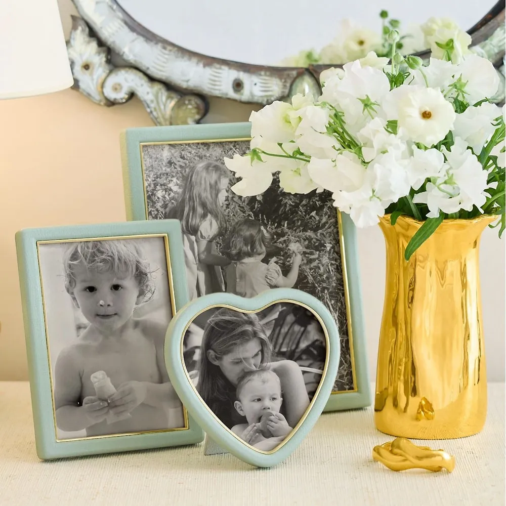 Piero Heart Photo Frame 5x5 - Blue, Leather