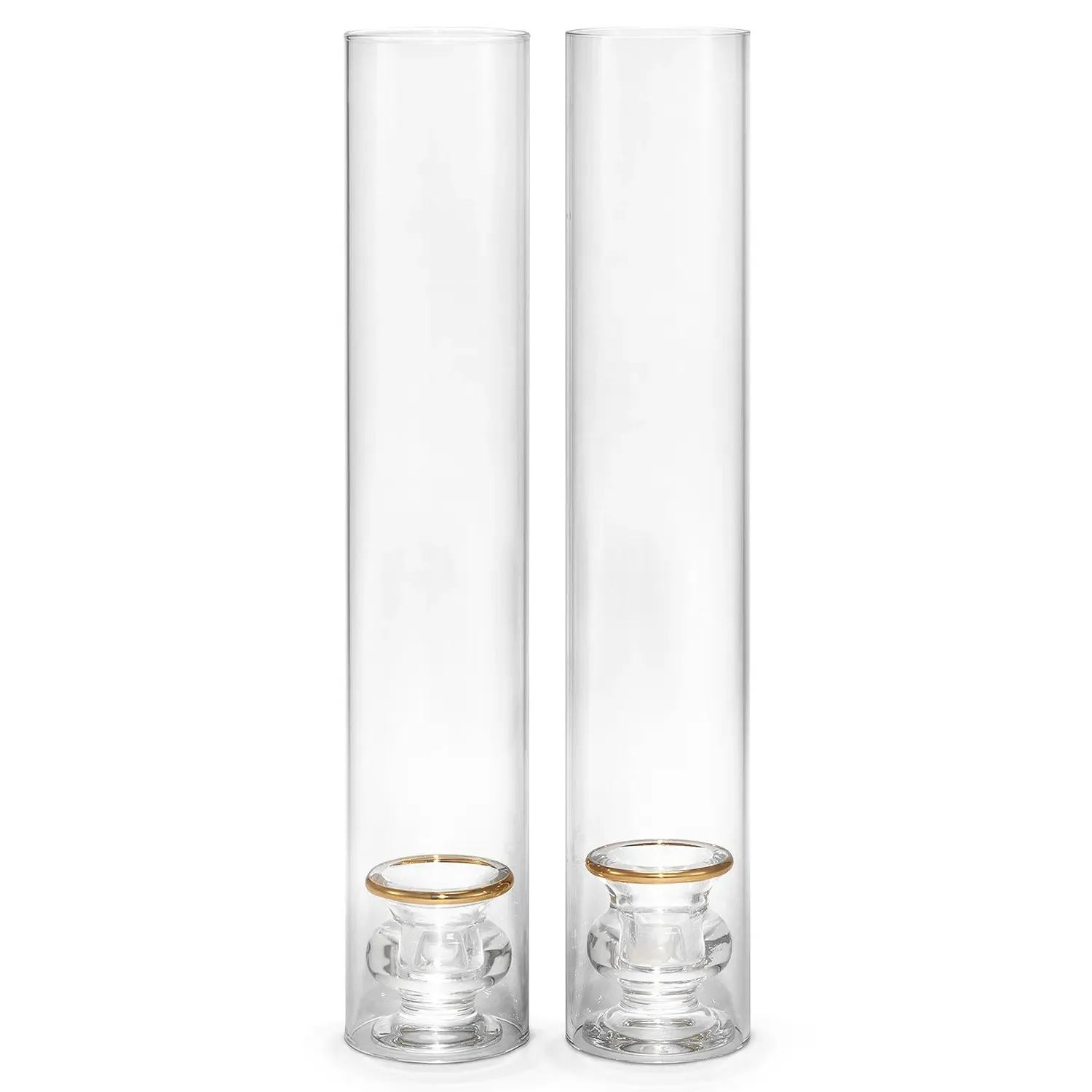 Sancia Taper Candleholder with Sleeve Set of 2 - Clear, Glass