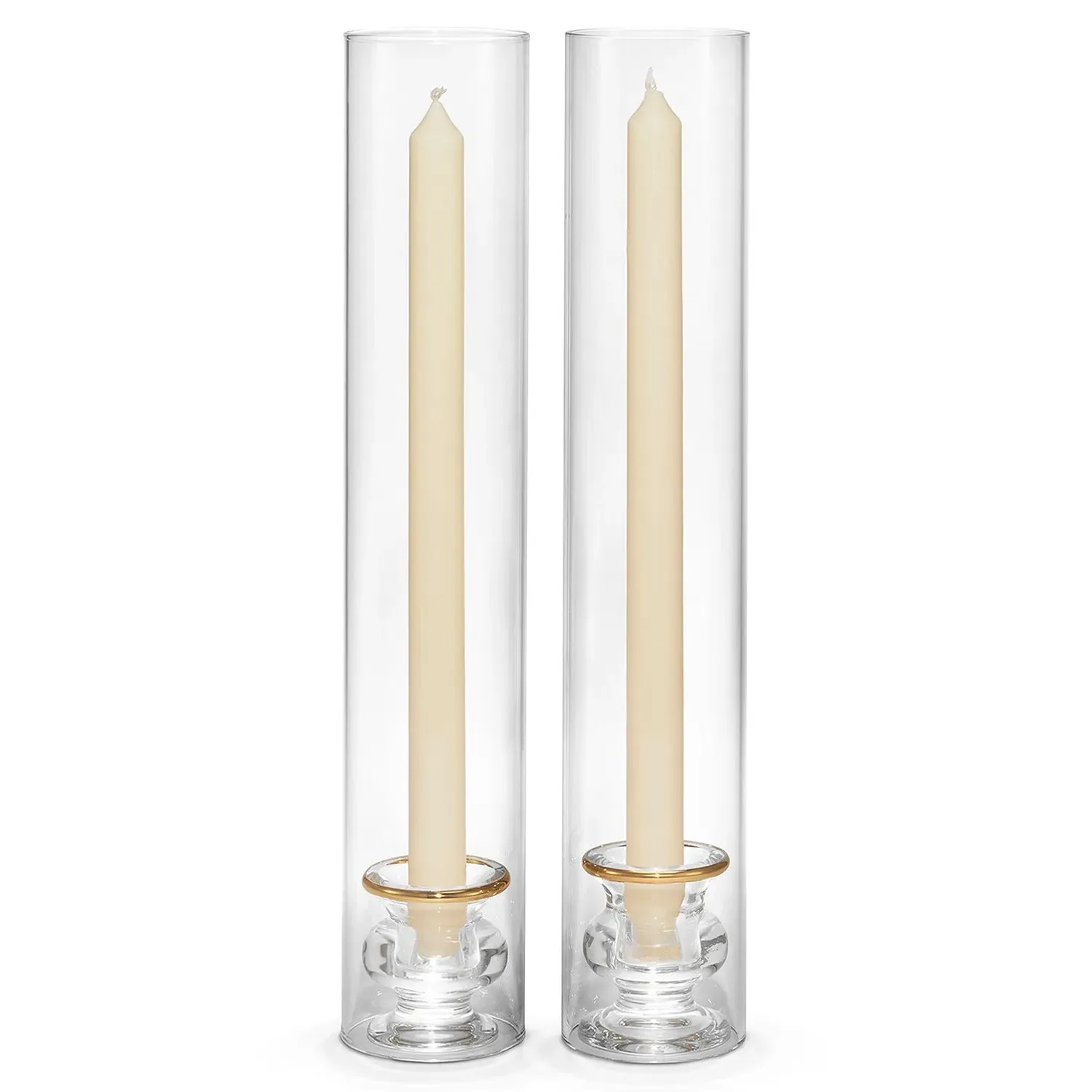 Sancia Taper Candleholder with Sleeve Set of 2 - Clear, Glass