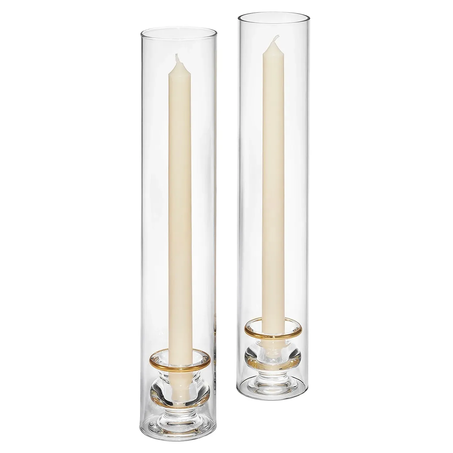 Sancia Taper Candleholder with Sleeve Set of 2 - Clear, Glass image