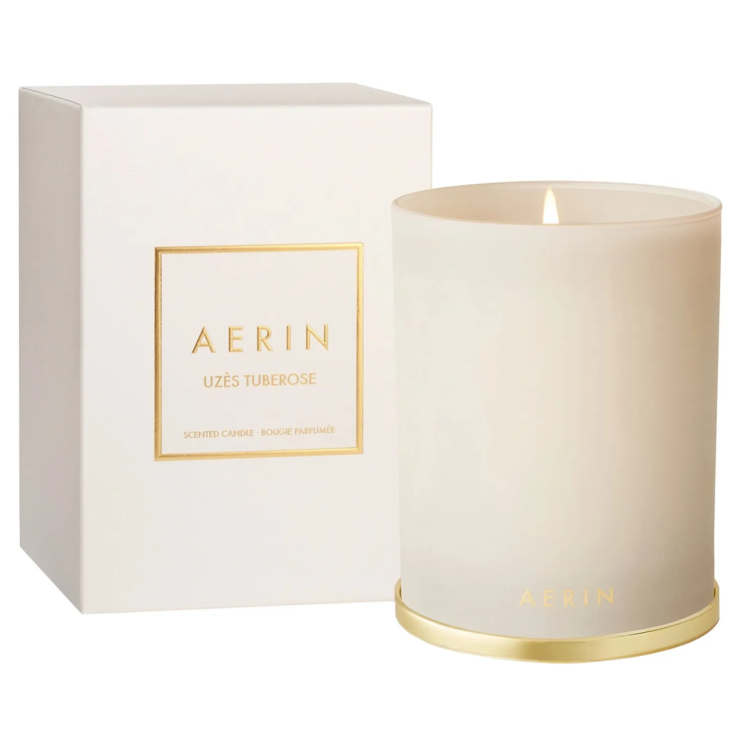 Uzes Tuberose Scented Candle - Cream, Glass