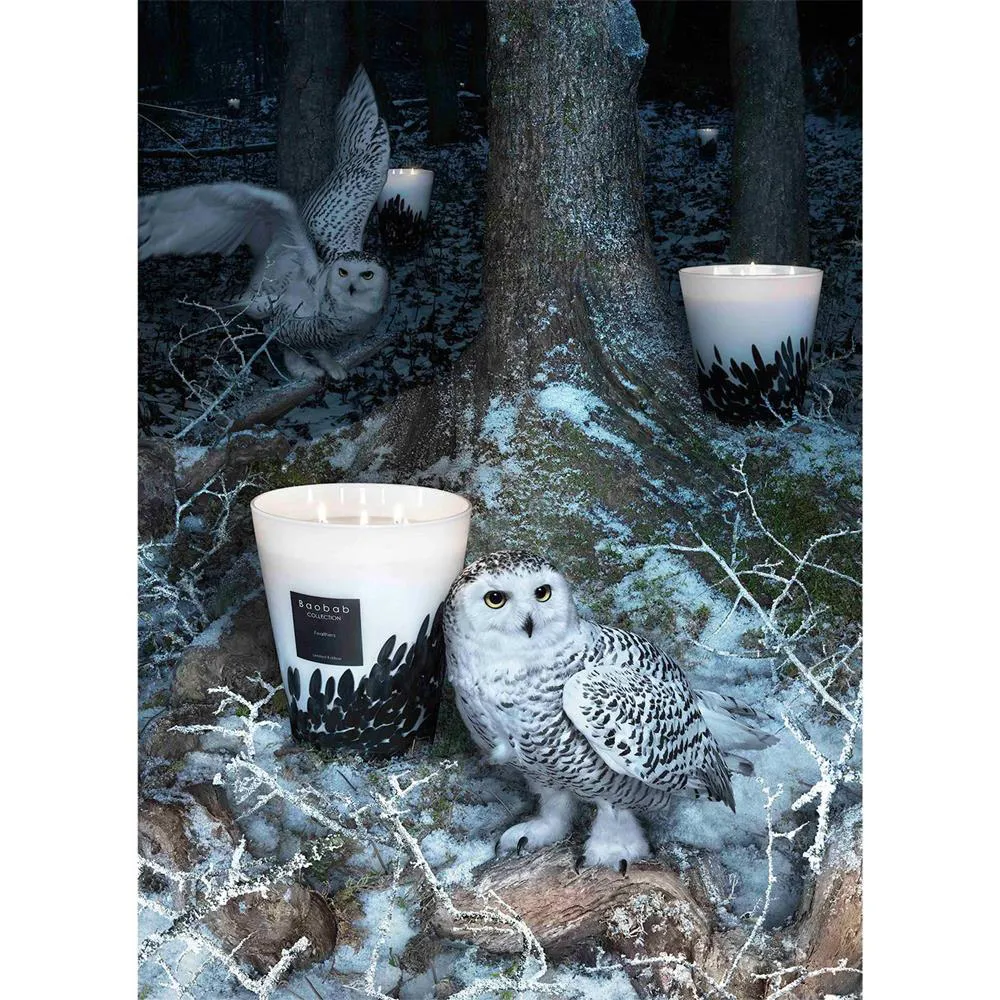 Extra Large Feathers Candle - White, Glass