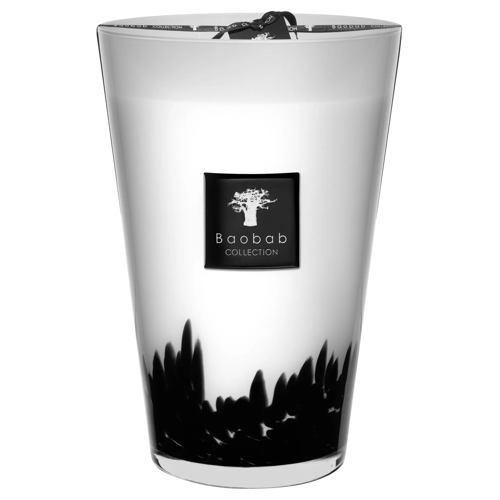 Extra Large Feathers Candle - White, Glass