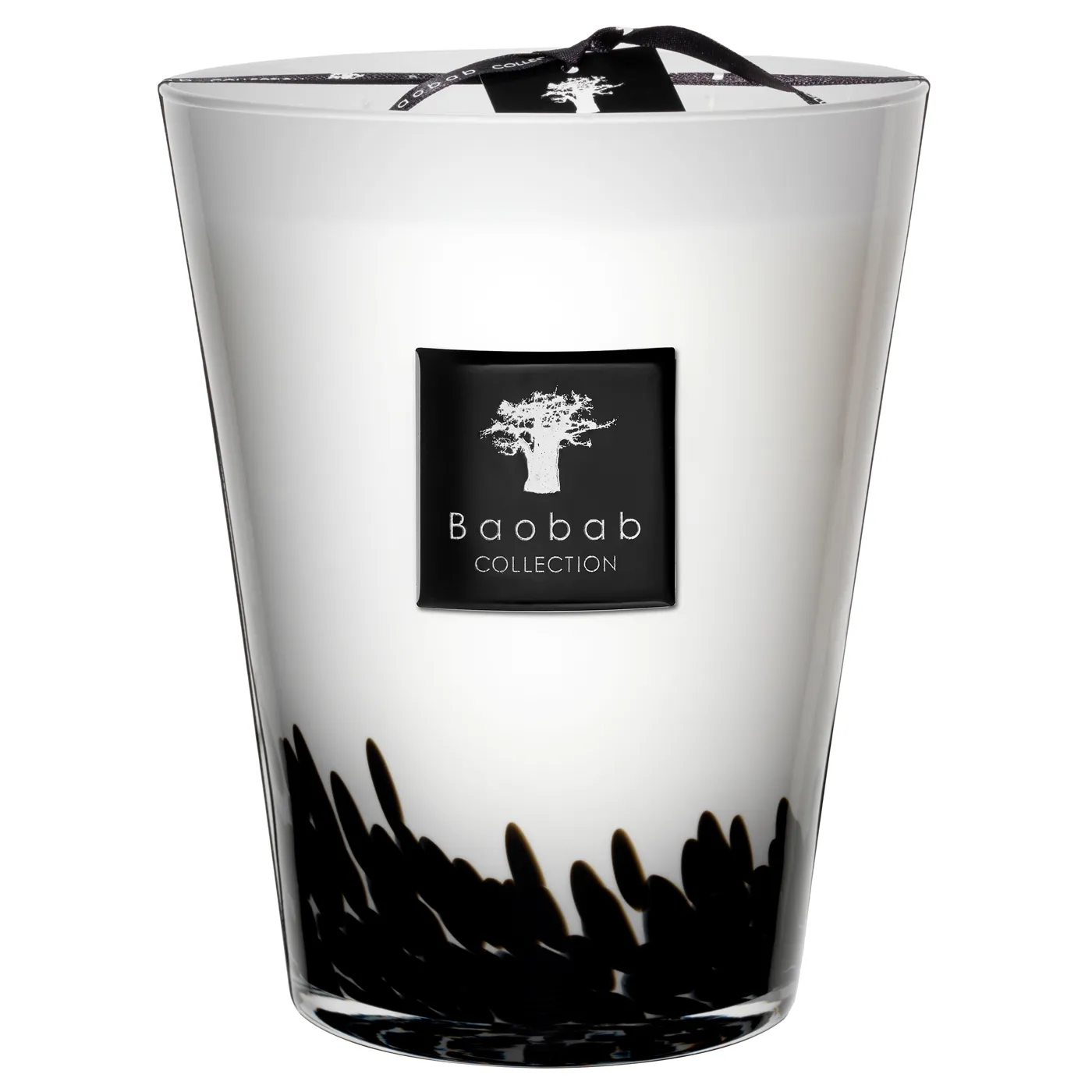 Large Feathers Candle - White, Glass