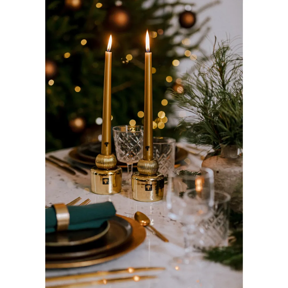 Les Exclusives Regency Glass Candlesticks Set - Gold