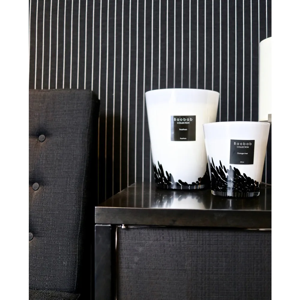 Medium Feathers Candle - White, Glass