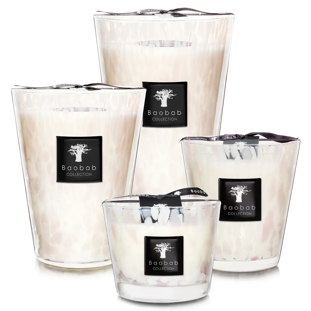 White Pearls Medium Scented Candle - White, Glass