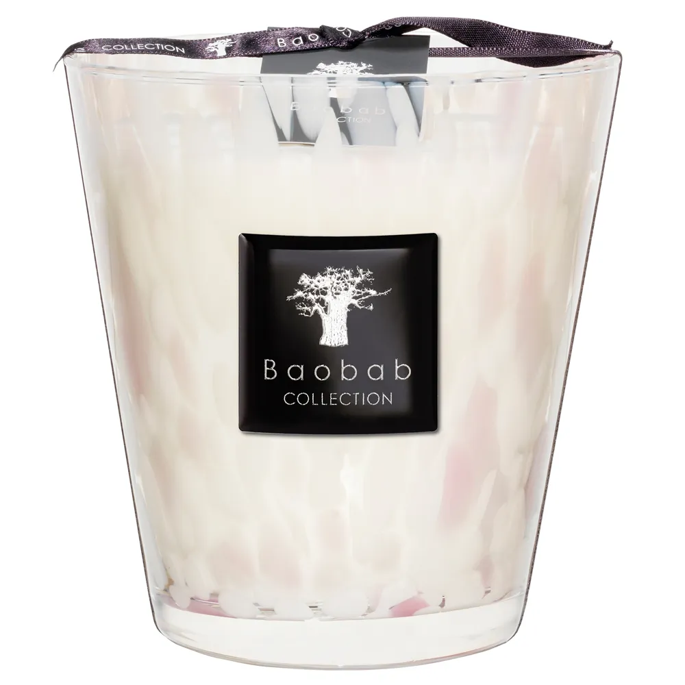 White Pearls Medium Scented Candle - White, Glass