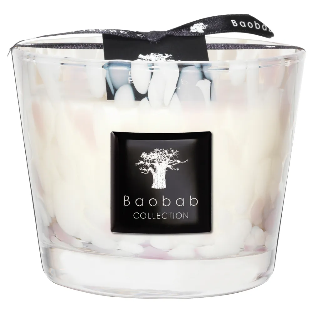 White Pearls Small Scented Candle - White, Glass image