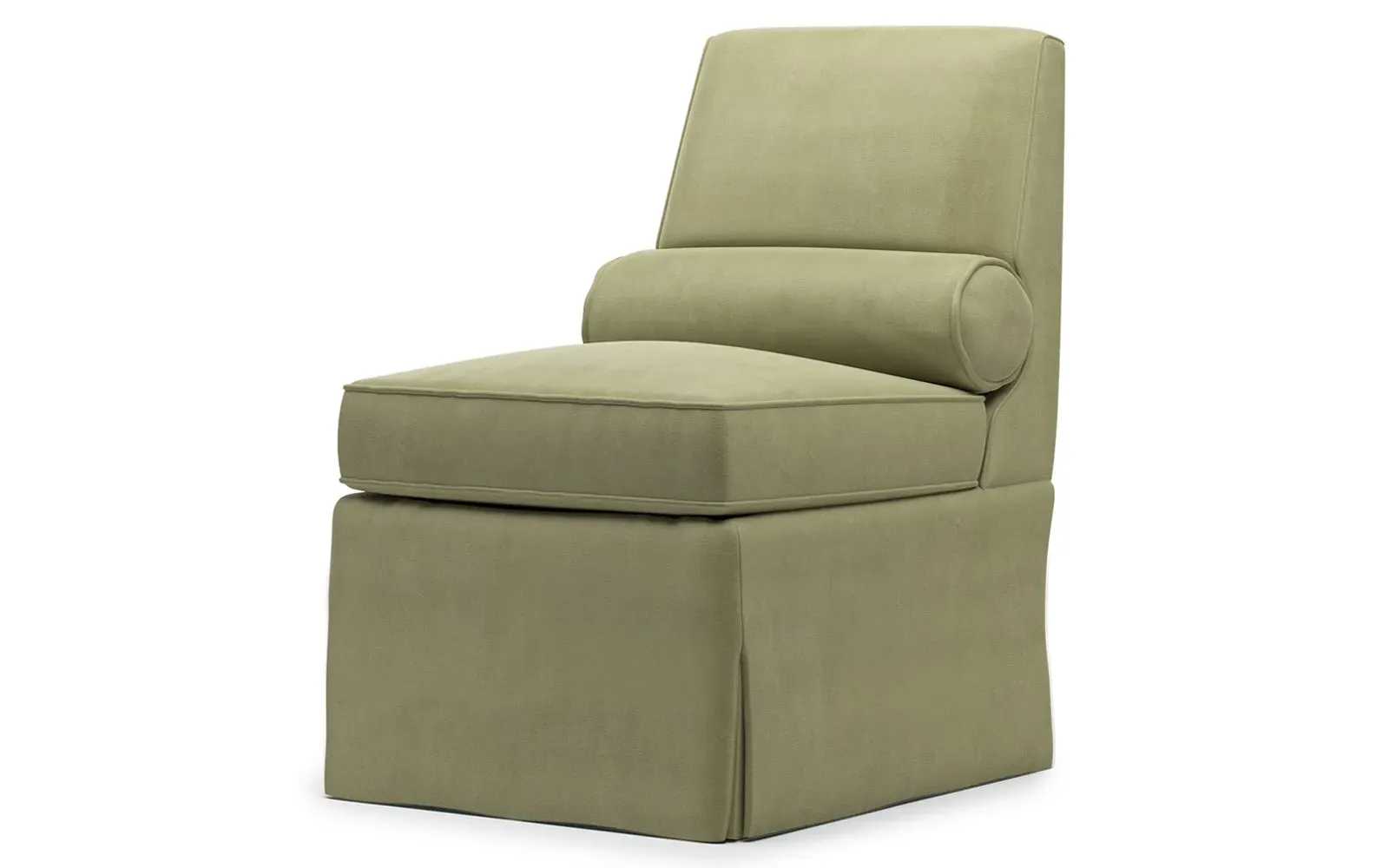 Allie Skirted Slipper Chair - Eucalyptus, Velvet