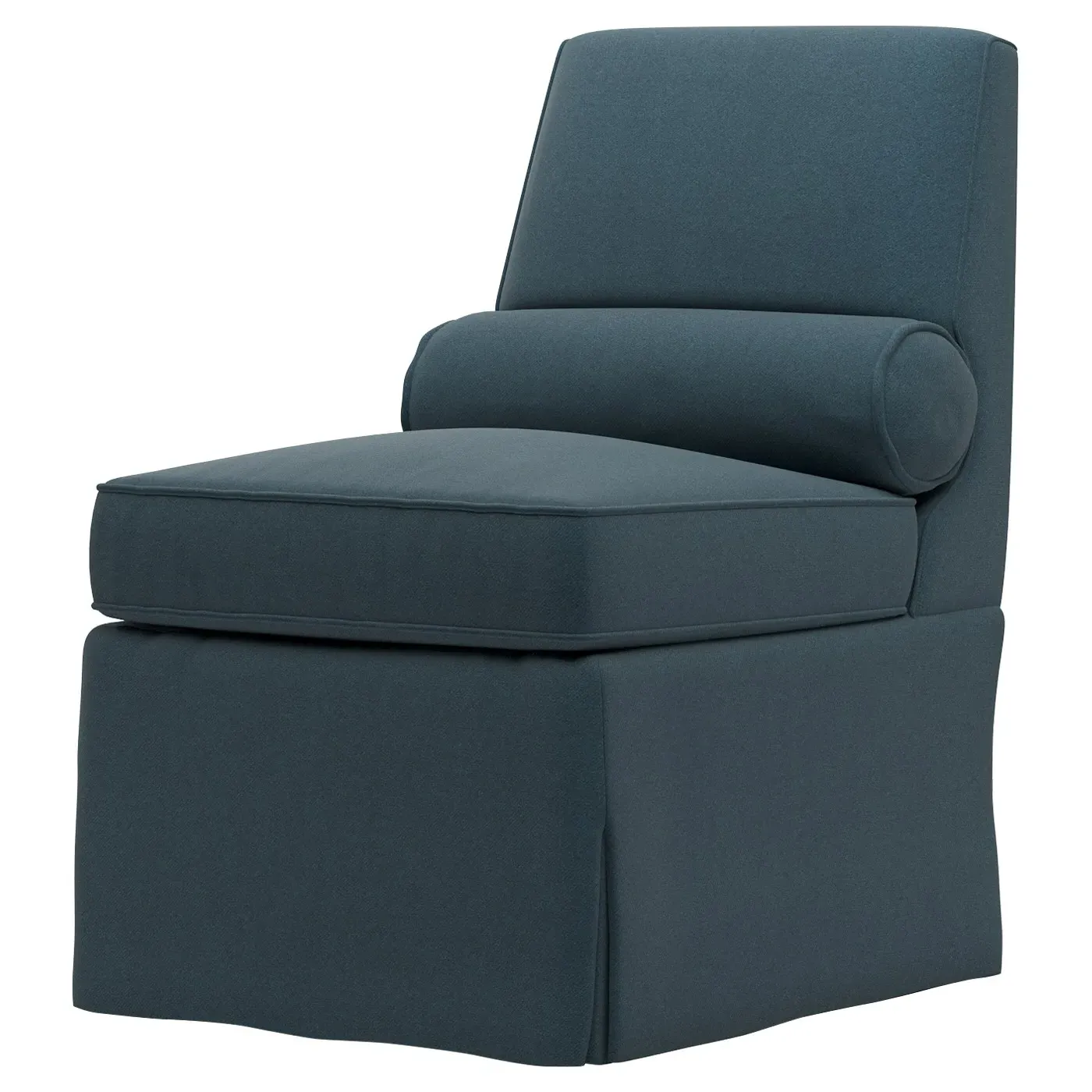 Allie Skirted Slipper Chair - Rainstorm, Velvet