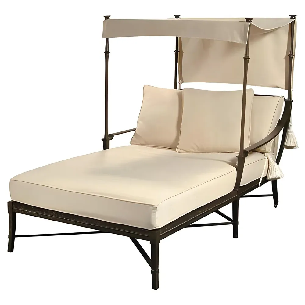 Andalusia Double Chaise Lounge - Beige, Aluminum