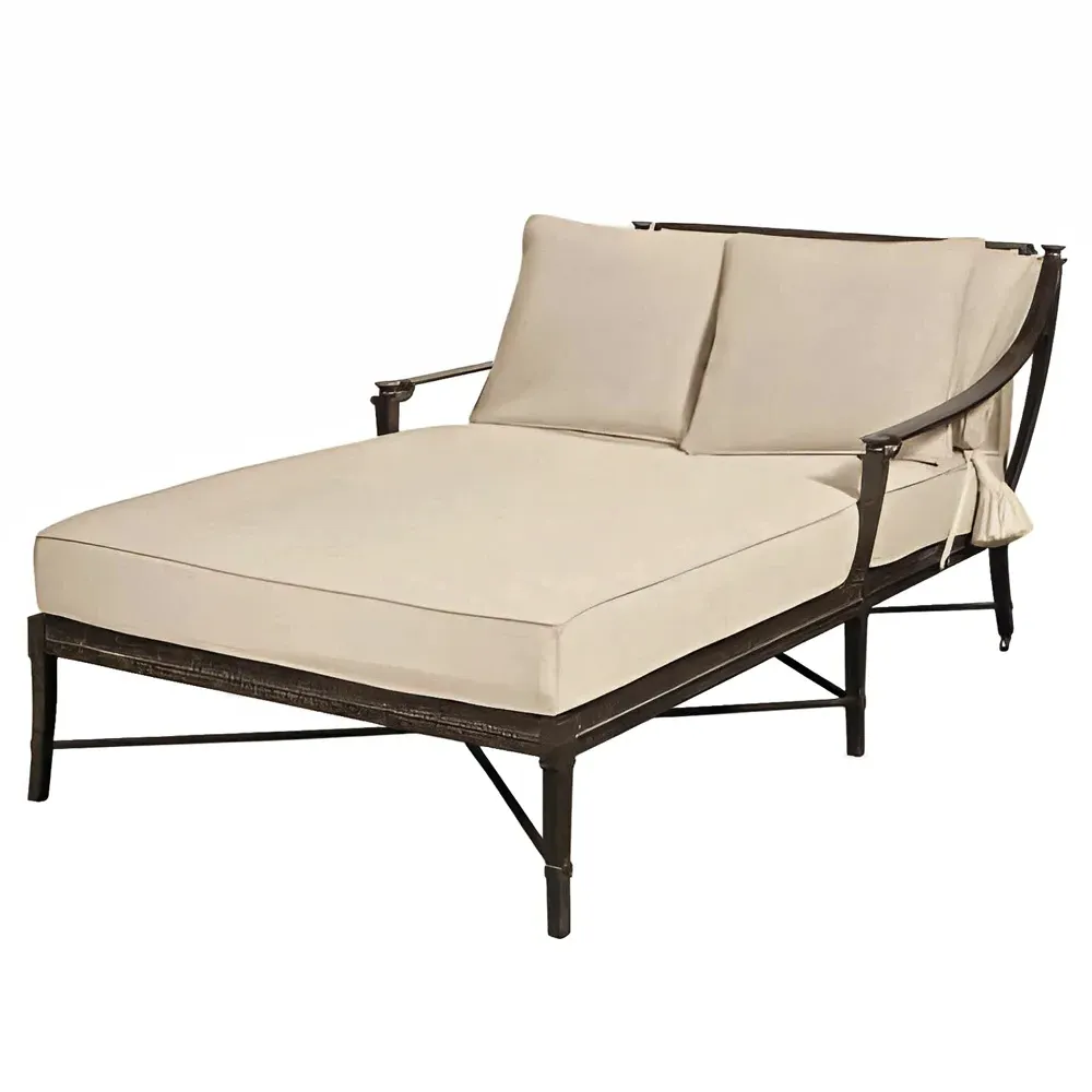 Andalusia Double Chaise Lounge - Beige, Aluminum