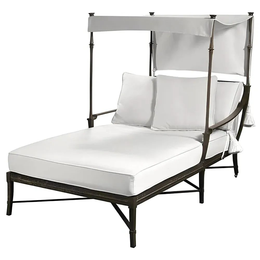 Andalusia Double Chaise Lounge - White, Aluminum