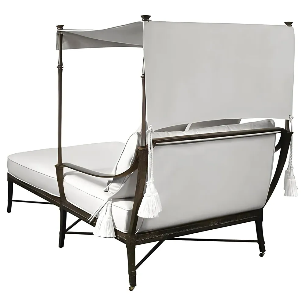 Andalusia Double Chaise Lounge - White, Aluminum